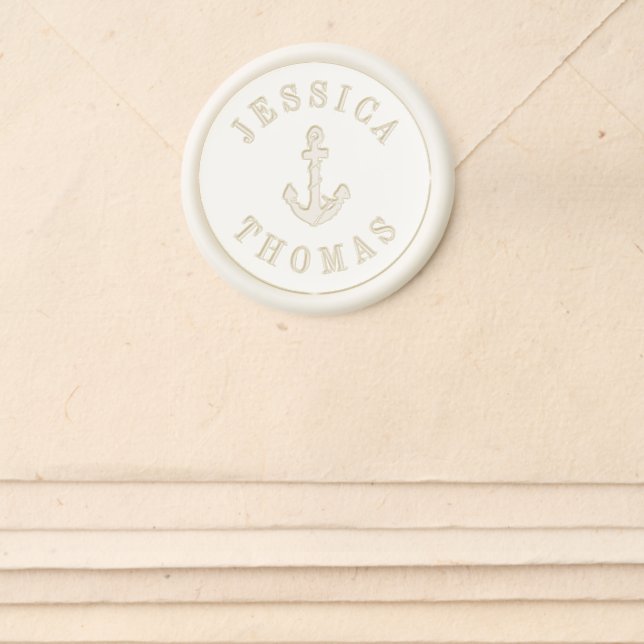 Elegant Nautical Anchor Beach Wedding Wax Seal Sticker (Front)