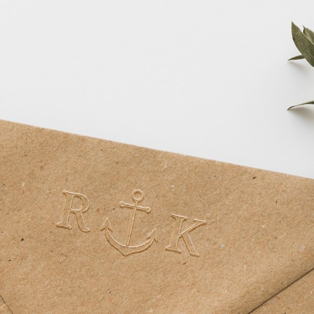 Elegant Nautical Anchor Monogram Embosser (Creator Uploaded)