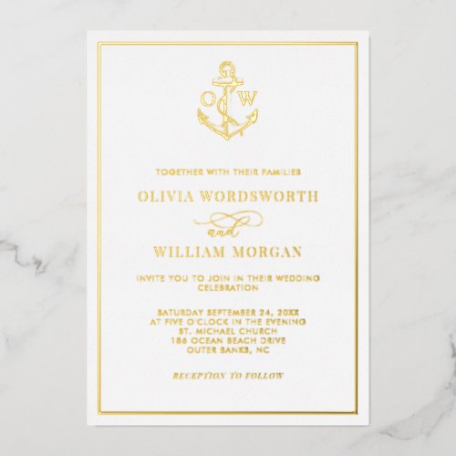 Elegant Nautical Anchor Monogram Wedding All Gold 