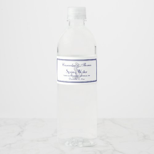 Elegant Nautical Anchor Navy Blue Framed Water Bottle Label