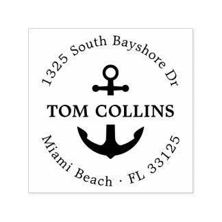 Elegant Nautical Anchor | Round Return Address Self-inking Stamp