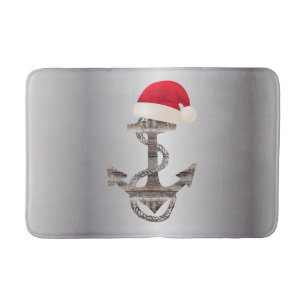 elegant nautical ANCHOR + SANTA HAT Bath Mat