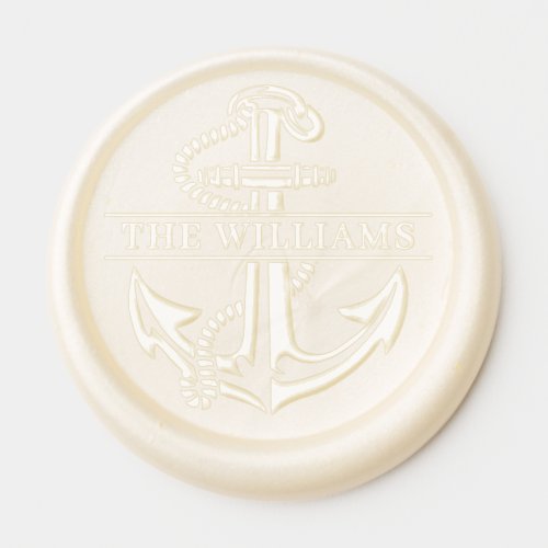 Elegant Nautical Anchor Style Family Name Wax Seal Sticker