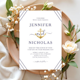 Elegant Nautical Anchor Wedding  Invitation