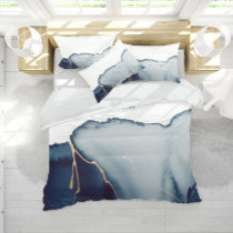 Elegant Nautical Beach Navy Blue Mr Mrs Wedding Duvet Cover