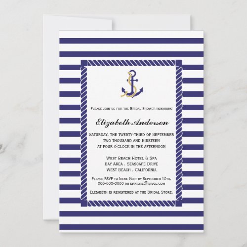 Elegant Nautical  Bridal Shower Invitation