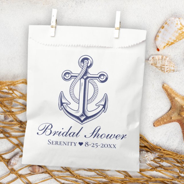 Elegant Nautical Bridal Shower Navy Blue Anchor  Favor Bag (Creator Uploaded)