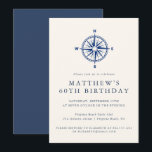 Elegant Nautical Compass Adult Birthday Party  Invitation<br><div class="desc">Elegant Nautical Compass Adult Birthday Party with compass. Clean,  minimalistic design.</div>