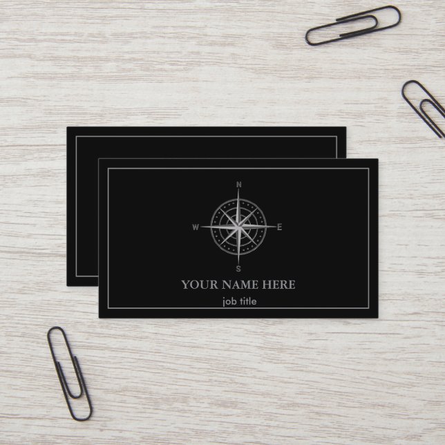 Elegant Nautical Compass  Business Card (Front/Back In Situ)