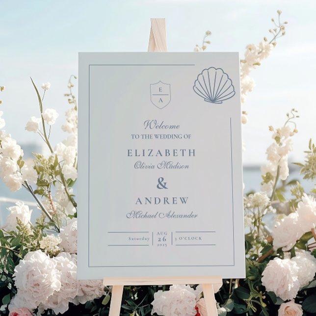 Elegant Nautical Hand Drawn Wedding Foam Board (Creator Uploaded)