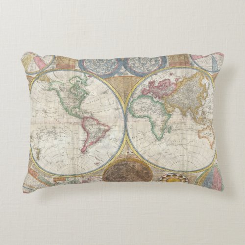 Elegant Nautical Historic Navigation Chart Pillow