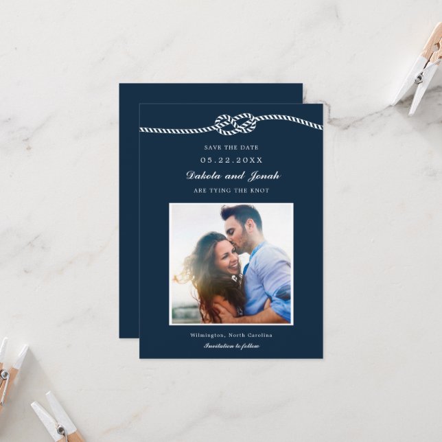 Elegant Nautical Knot Save the Date (Front/Back In Situ)