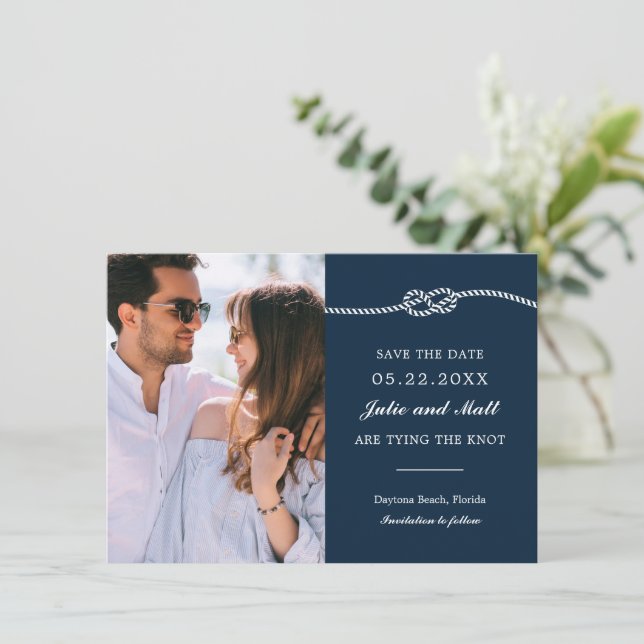Elegant Nautical Knot Save the Date (Standing Front)
