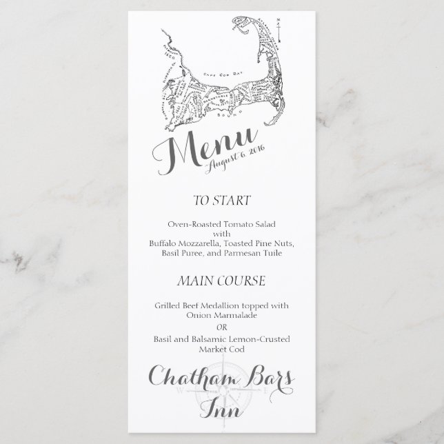 Elegant Nautical Menu Card (Front)