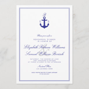 Elegant Nautical Monogram Rehearsal Dinner Invite