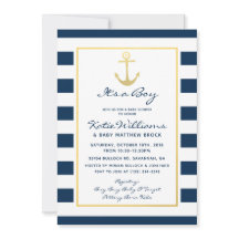 Elegant Nautical Navy and Gold Boy Baby Shower