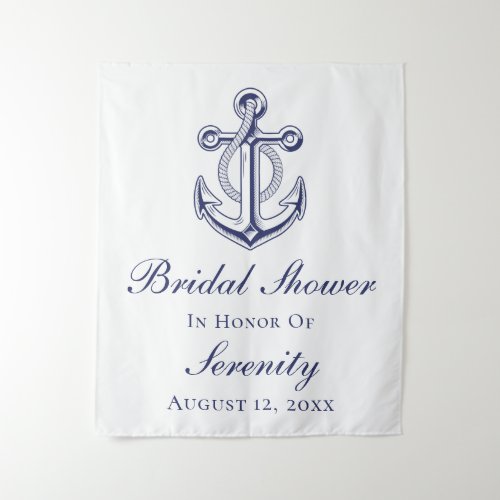 Elegant Nautical Navy Blue Anchor Bridal Shower Tapestry