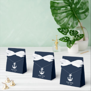 Elegant Nautical Navy Blue Anchor Favor Boxes