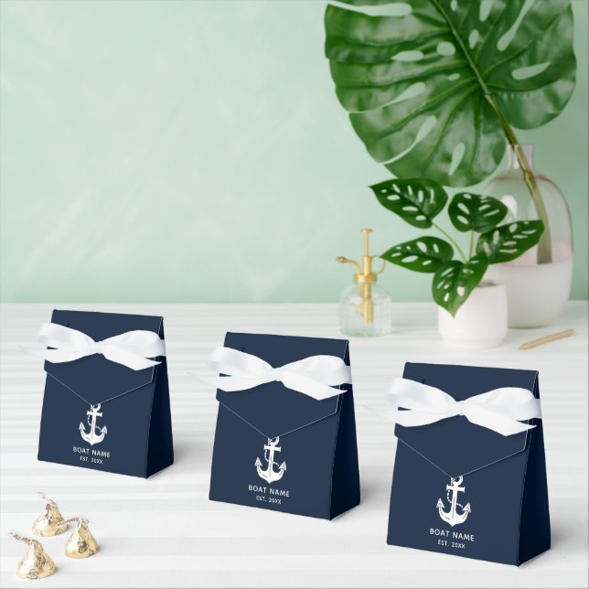 Elegant Nautical Navy Blue Anchor Favor Boxes (Multiple)