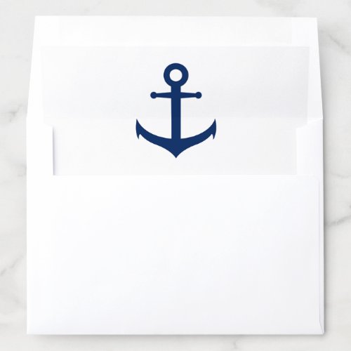 Elegant Nautical Navy Blue Anchor Wedding Envelope Liner