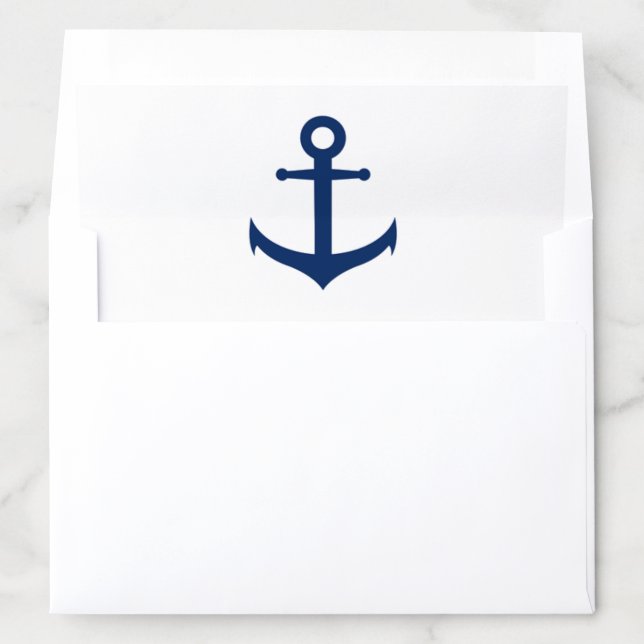 Elegant Nautical Navy Blue Anchor Wedding Envelope Liner (In Envelope)