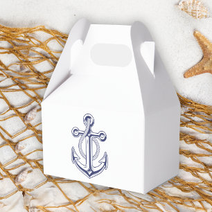 Elegant Nautical Navy Blue Anchor Wedding Party Favor Boxes
