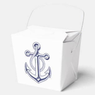 Elegant Nautical Navy Blue Anchor Wedding Party Favor Boxes