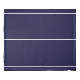 Elegant Nautical Navy Blue White Accent Stripes Duvet Cover