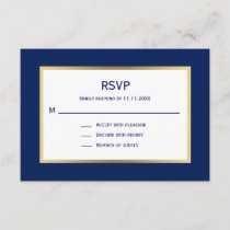 Elegant Nautical Navy Blue White  RSVP Wedding Card