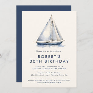 Elegant Nautical Sailboat Adult Party Invitation