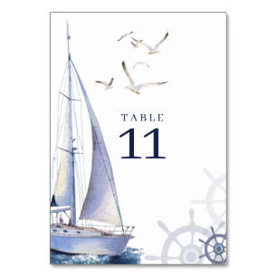 Elegant Nautical Sailing Wedding Table Number