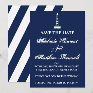 Elegant Nautical Save the Date - Navy Blue, Invitation