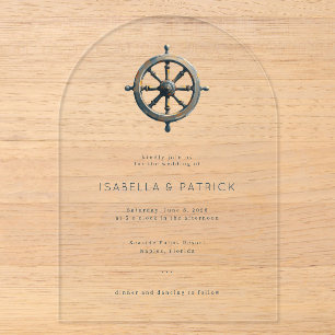 Elegant Nautical Ship Wheel Invitation