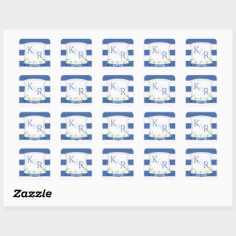 Elegant Nautical Ships Rope Wedding Crest Favor Square Sticker | Zazzle