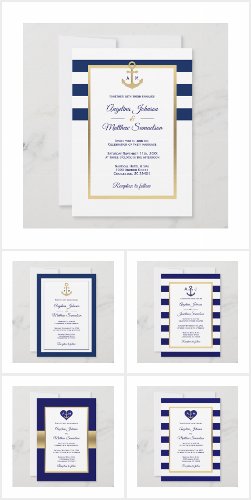 Navy Blue and Gold Nautical Wedding Suite Full Collection