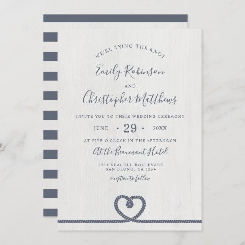 Elegant Nautical Tying The Knot Wedding Invitation