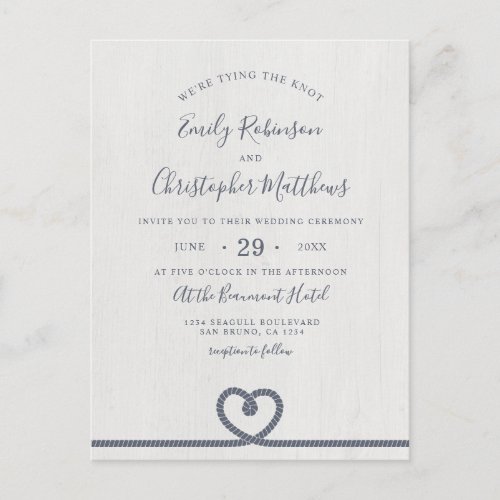 Elegant Nautical Tying The Knot Wedding Invitation