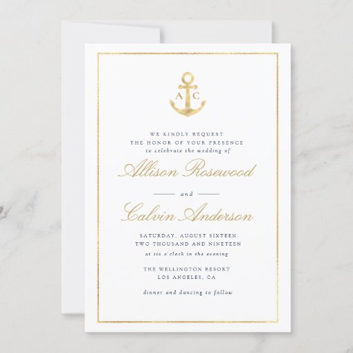 elegant nautical wedding invitation | Zazzle