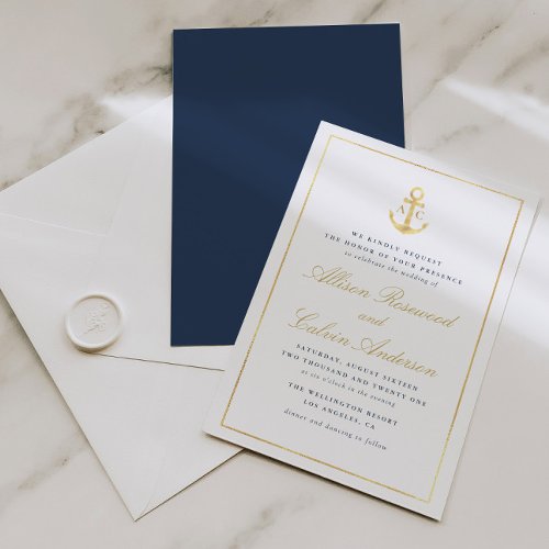 elegant nautical wedding invitation