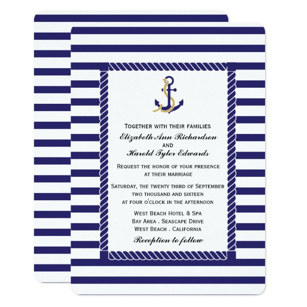 Elegant Nautical Wedding Invitation