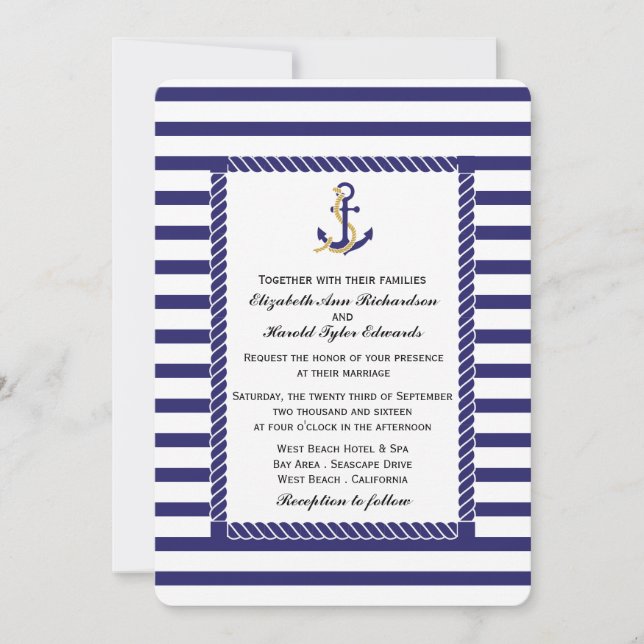 Elegant Nautical Wedding Invitation (Front)