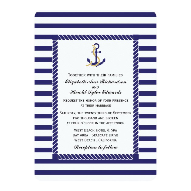 Elegant Nautical Wedding Invitation
