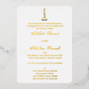 Elegant Nautical Wedding Lighthouse - Navy Blue, Foil Invitation