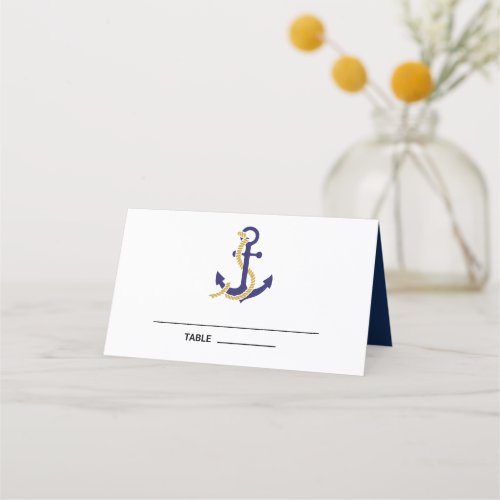 Elegant Nautical Wedding Navy Place Card