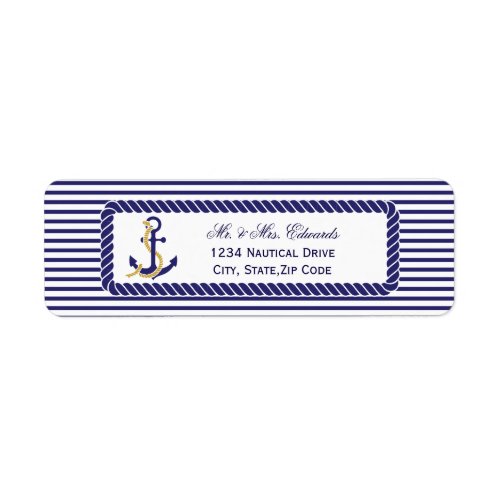 Elegant Nautical Wedding Navy Stripes Label