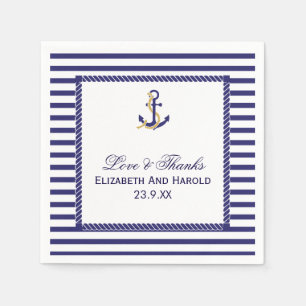 Elegant Nautical Wedding Navy Stripes Napkins