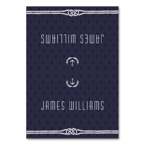 Elegant Nautical Wedding Place Cards Blue Anchors