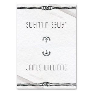 Elegant Nautical Wedding Place Cards Gray White