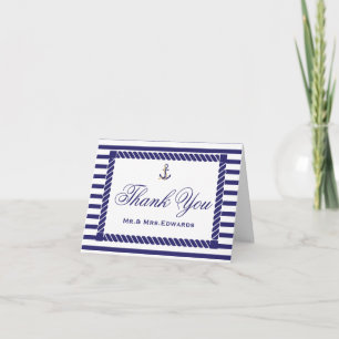 Elegant Nautical Wedding Thank You Note Card