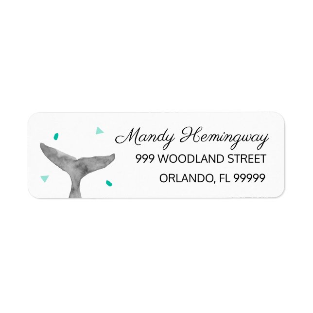 Elegant Nautical Whale Fluke Illustration Address Label (Front)